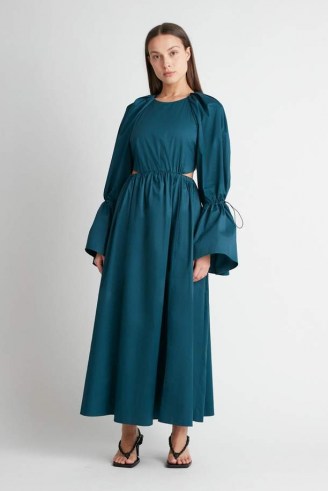 CAMILLA AND MARC Coba Dress in Bottle Green ~ voluminous silhouette cotton dresses ~ cut out fashion