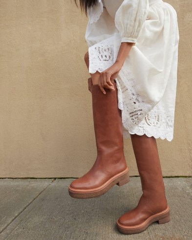 LOEFFLER RANDALL Collins Safari Tall Boot ~ womens brown leather round toe boots ~ women’s autumn footwear