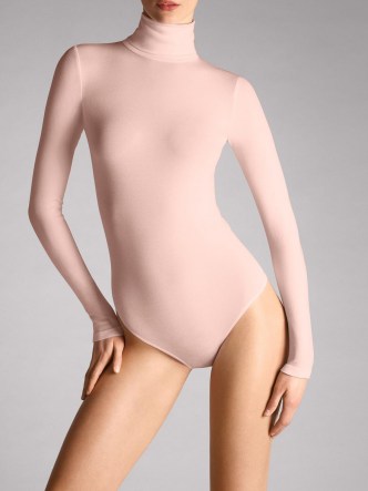 Wolford COLORADO THONG BODY ~ pink high neck bodysuits ~ petal rose - flipped