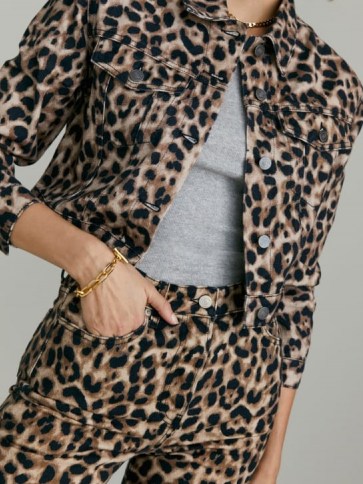 REFORMATION Cora Shrunken Denim Jacket in Leopard / casual glamour / glamorous wild animal print jackets - flipped