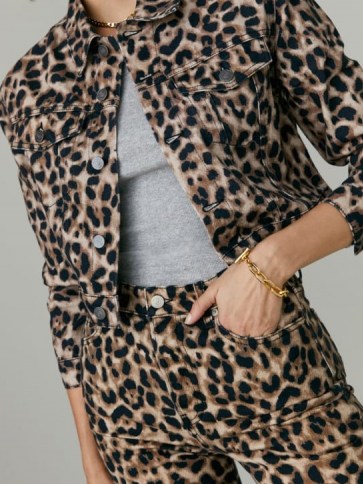REFORMATION Cora Shrunken Denim Jacket in Leopard / casual glamour / glamorous wild animal print jackets