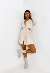 MISSGUIDED cream cut out side blazer dress – on-trend cutout dresses