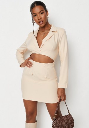 MISSGUIDED cream tailored cut out blazer dress – on-trend cutout dresses