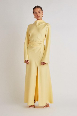CAMILLA AND MARC Damascus Dress in Lemon ~ women’s beautiful, contemporary evening attire ~ chic pale yellow occasion maxi dresses ~ womens effortless style event wear