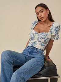 REFORMATION Delevan Top in Corsica / fruit and floral print puff sleeve tops / cherry prints on fashion