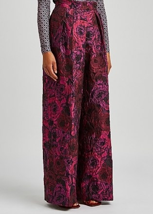 DRIES VAN NOTEN Pamplona floral-jacquard wide-leg trousers – womens luxe designer trousers - flipped
