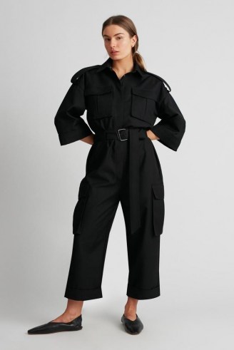 CAMILLA AND MARC Finley Jumpsuit in black ~ belted utility jumpsuits