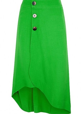 GANNI Ripstop green midi skirt | asymmetric hemline skirts - flipped