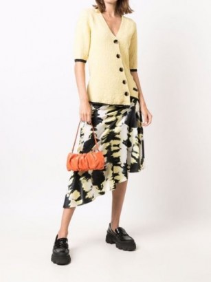 GANNI tie-dye asymmetric skirt black, yellow white / asymmetrical hemline skirts