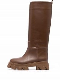 GIA BORGHINI slip-on chunky leather boots chocolate brown