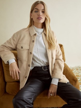 REFORMATION Giles Jacket in Buff ~ neutral shirt jackets ~ womens on trend shackets ~ effortless casual style fashion - flipped