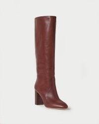LOEFFLER RANDALL Goldy Espresso Tall Boot ~ womens dark brown leather block heel boots ~ women’s chic autumn footwear