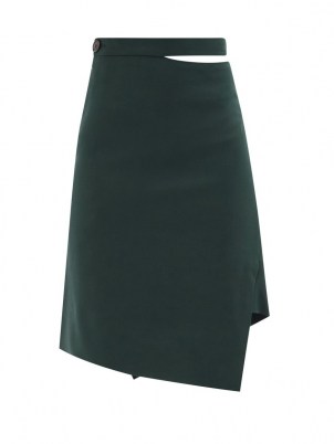 VIVIENNE WESTWOOD Infinity asymmetric virgin wool skirt | green contemporary wrap over design skirts - flipped