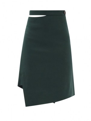 VIVIENNE WESTWOOD Infinity asymmetric virgin wool skirt | green contemporary wrap over design skirts