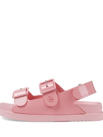 Gucci mini Double G pink rubber sandals - flipped