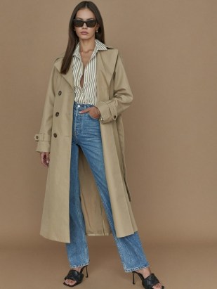 Reformation Holland Trench Light Brown | women’s classic style tie waist coats