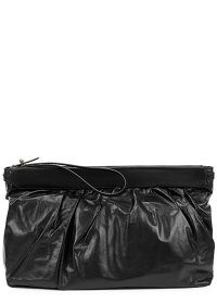 ISABEL MARANT Luz black leather clutch | chic wristlet strap bags | gathered top handbags