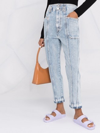 Isabel Marant Étoile high-rise cropped jeans | womens seam and pocket detail crop-hem denim jeans