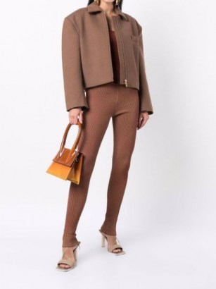 Jacquemus Balú dropped-shoulder jacket in wood brown ~ womens padded shoulder jackets ~ women’s chic designer fashion ~ autumn outerwear