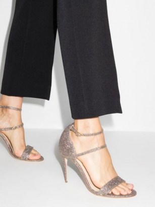 Jennifer Chamandi glitter Rolando 105mm sandals / strappy shimmering high heels / glittering triple strap stiletto heel shoes - flipped