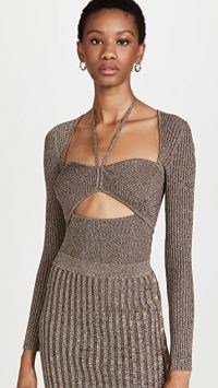 Jonathan Simkhai Alexia Sweetheart Pullover / halter strap cut out jumpers / fitted rib knit halterneck pullovers / womens designer knitwear