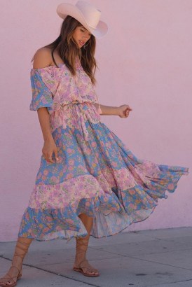 SPELL JUNIPER TIERED GOWN Lilac – boho dresses – modern bohemian fashion - flipped