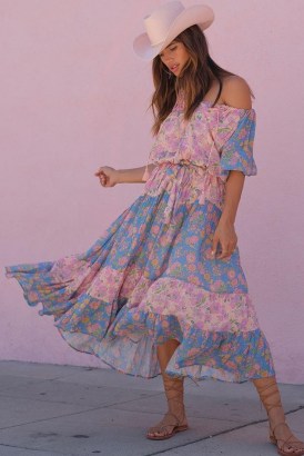 SPELL JUNIPER TIERED GOWN Lilac – boho dresses – modern bohemian fashion
