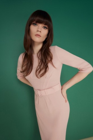 jane atelier MADISON PENCIL DRESS in Tea Rose ~ soft pink belted dresses ~ chic effortless style fashion - flipped