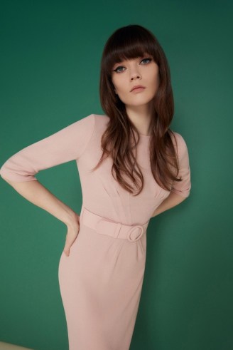 jane atelier MADISON PENCIL DRESS in Tea Rose ~ soft pink belted dresses ~ chic effortless style fashion