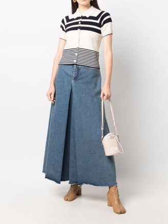 Maison Margiela inverted-pleat denim skirt | blue frayed hem skirts