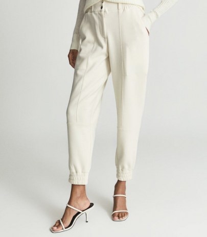 REISS MANDY TAILORED JOGGERS IVORY – chic jogging bottoms – sports inspired fashion