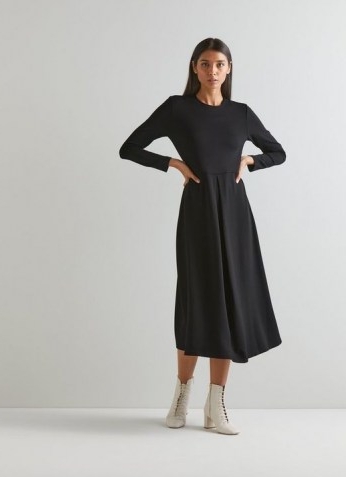 L.K. BENNETT MARIA BLACK VISCOSE MIX DRESS ~ LBD ~ chic fit and flare midi dresses