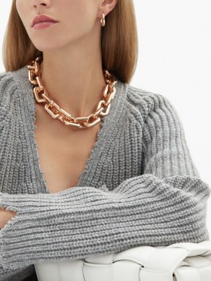 BOTTEGA VENETA Chunky chain rose gold-plated choker – large luxe style necklaces – womens designer statement chokers