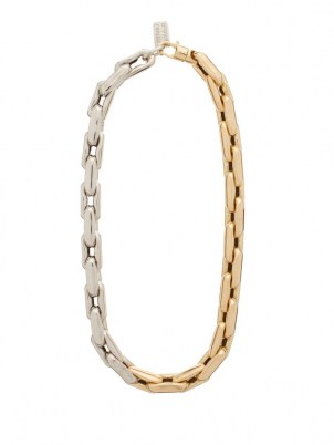 LAUREN RUBINSKI 14kt white and yellow gold chain-link necklace – chunky two-tone necklaces – women’s fine luxe jewellery - flipped