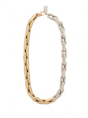 LAUREN RUBINSKI 14kt white and yellow gold chain-link necklace – chunky two-tone necklaces – women’s fine luxe jewellery