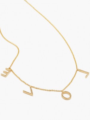 ROSA DE LA CRUZ Love diamond & 18kt gold necklace ~ luxe slogan necklaces ~ womens fine jewellery ~ letter pendants with diamonds - flipped