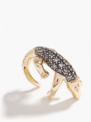 BIBI VAN DER VELDEN The Agile Alligator diamond & 18kt gold ear cuff / animal earring cuffs / womens fine jewellery - flipped