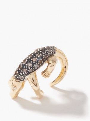 BIBI VAN DER VELDEN The Agile Alligator diamond & 18kt gold ear cuff / animal earring cuffs / womens fine jewellery