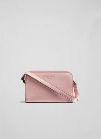 L.K. BENNETT MINI MARIE PINK GRAINY LEATHER SHOULDER BAG ~ small luxe textured crossbody bags
