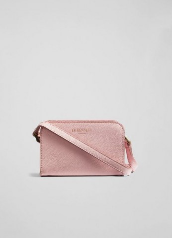 L.K. BENNETT MINI MARIE PINK GRAINY LEATHER SHOULDER BAG ~ small luxe textured crossbody bags