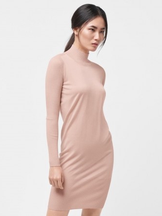 Wolford MONTANA DRESS ~ luxe pale pink Merino wool high neck dresses ~ chic knitted dresses ~ petal rose ~ knitwear
