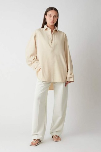 CAMILLA AND MARC Naein Shirt in Beige Marle ~ women’s chic oversized contemporary shirts ~ womens minimalist overshirts ~ slouchy and sleek shackets - flipped