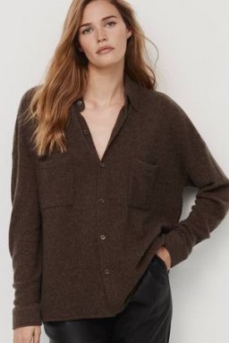 Naked Cashmere CARA in TRUFFLE ~ womens luxe brown boxy cardigan ~ women’s luxury cardigans - flipped