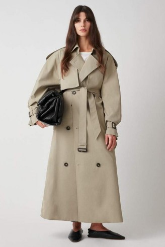 CAMILLA AND MARC Nelle Trench in Sage ~ longline self tie waist belted coats ~ women’s stylish oversized macs ~ womens maxi autumn outerwear - flipped