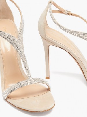 GIANVITO ROSSI Crystal-embellished 105 suede sandals / shimmering high heels - flipped