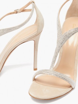 GIANVITO ROSSI Crystal-embellished 105 suede sandals / shimmering high heels