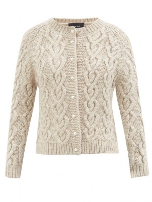 SIMONE ROCHA Faux-pearl button cable-knit cardigan | womens textured front button up cardigans
