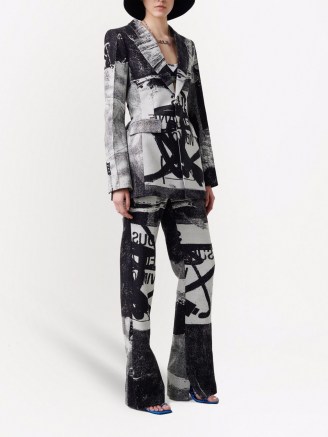Off-White x Pablo Tomek belted hourglass blazer – women’s graffiti print blazers – womens printed designer jackets - flipped