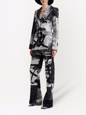Off-White x Pablo Tomek belted hourglass blazer – women’s graffiti print blazers – womens printed designer jackets
