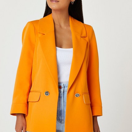 RIVER ISLAND Petite orange blazer / women’s bright blazers / womens fashionable jackets - flipped